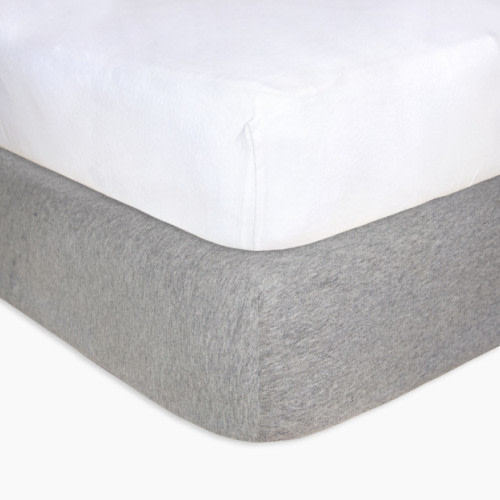 Burt's Bees Baby Organic Cotton Fitted Crib Sheets for Standard Crib and Toddler Mattresses (2 Pack) - Heather Grey/Cloud