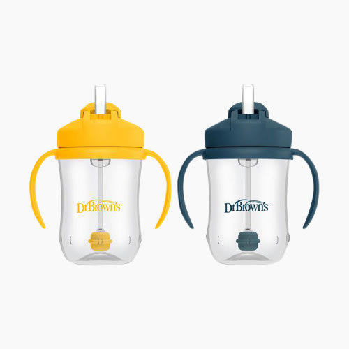 Dr. Brown's Baby's 1st STRAW Cup (2 Pack) - Dark Blue & Yellow, 9 Oz