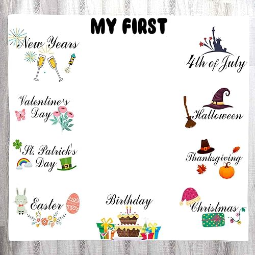 Baby Memory Blanket - My First Easter & Christmas Unisex Swaddle Milestone Blanket, 48x40 Inches