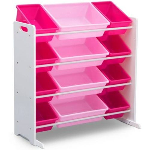 Delta Children Kids' Toy Storage Organizer With 12 Plastic Bins - White/pink