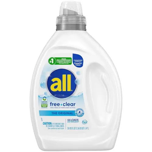 all free clear, Original, Liquid Laundry Detergent for Sensitive Skin, Unscented and Hypoallergenic, Concentrated, 50oz, 64 Loads