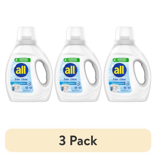 (3 pack) all Liquid Fabric Softener for Sensitive Skin, Free Clear, 40 fluid Ounces