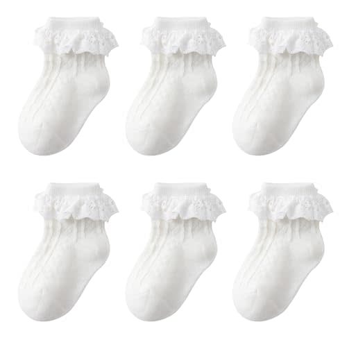 Zumou Toddler Lace Socks Girls Ruffle Eyelet Frilly Princess for Baby Little Kids