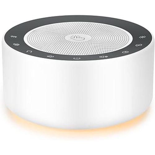Kipcush White Noise Sound Machine with Nursery Lamp, Mood Lighting, 7 Colour Night Light, 30 Soothing Sounds for Baby/Adult. Timer, Plug in, Memory Function, Touch Control