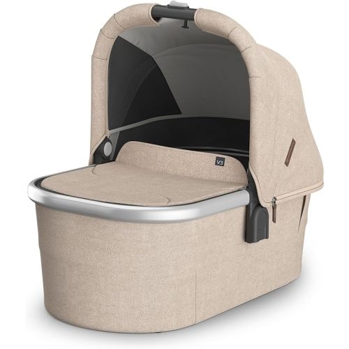 UPPAbaby Bassinet V3 - Compatible with Vista, Cruz, Ridge Strollers - Overnight Sleep Solution - Mattress, Sheet and Bug Shield Included - Declan (Oat Mélange/Silver Frame)