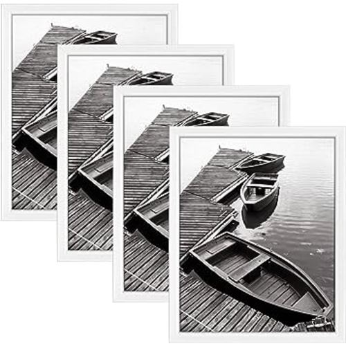 Giverny 8x10 Picture Frames Set of 4, White Photo Frames for Wall or Tabletop Display, Classic and Simple Style with Glossy Finish Frame, Perfect for Home Office Deco
