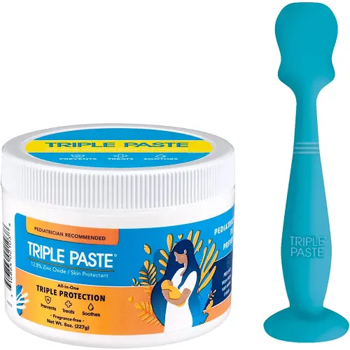 Triple Paste Diaper Rash Cream and Spatula Bundle - 8 oz Zinc Oxide Ointment and Diaper Cream Spatula Treat, Soothe and Prevent Diaper Rash with a Pediatrician-Recommended Hypoallergenic Formula