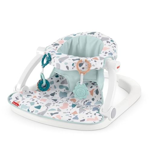 Fisher-Price Portable Baby Chair Sit-Me-Up Floor Seat With Developmental Toys & Machine Washable Seat Pad, Pacific Pebble