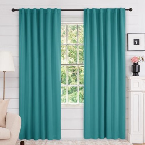 Blackout Curtains 84 inch Length for Bedroom - Back Tab and Rod Pocket Curtains 52"x84" 2 Panels Turquoise