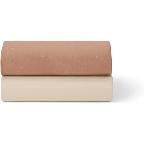 Snuz Baby Crib Sheets - Fits SnuzPod 3, 5 & Studio, 100% Jersey Cotton Baby Bassinet Sheets, Machine Washable, Tumble Dryer Safe, Breathable, Universal Fit 17”x31”, 2 Pack, Blush/Dot