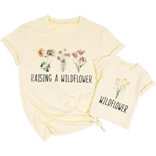 Raising A Wildflower Shirt Mom Toddler Matching Tshirt Mommy and Me Matching Tee Mother Daughter Son Mama Mini Outfit