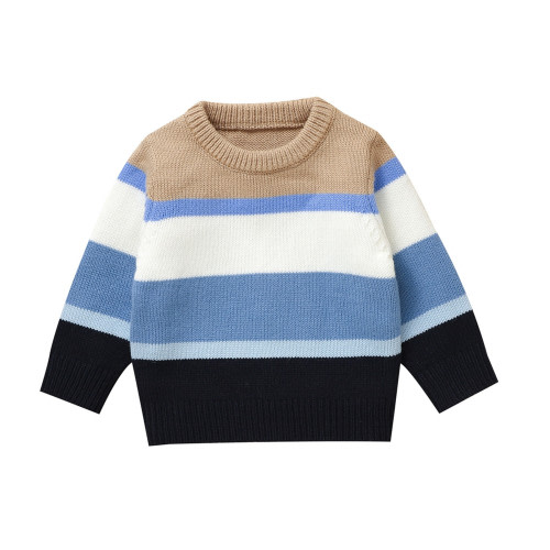Gunia Baby Boy Sweater Size 6-9 Months Girls Knit Crewneck Striped Pullover Shirt Winter Warm Coat For Toddler Kids Fashion Outwear