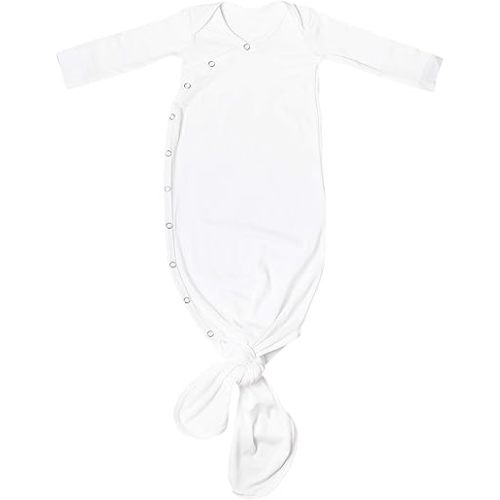 Copper Pearl Baby Gown - Knotted Newborn Sleepers for Baby Boy and Girl, Soft Stretchy Long Sleeve Infant Gowns with Bottom Tie and Hand Mittens, Perfect Hospital Coming Home Outfit (Dove)