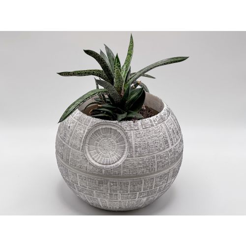 Hand-Painted Death Star Planter - Unique Sci-Fi Decor for Star Wars Fans - Lightweight and Durable Planter for Succulents and Small Plants