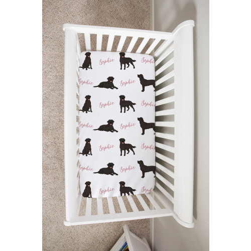 Custom Crib Sheet, Labrador Retriever Baby Changing Table Cover, Personalized Boy Girl Baby Bedding Sheet, Black Lab Baby Shower Gift