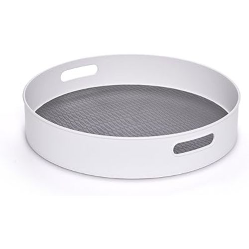 Copco Under-Sink Pantry and Cabinet Organizer, 18-Inch, Revolving Storage Solution, White and Gray