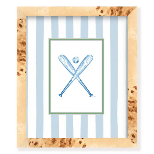 Blue Gingham Watercolor Baseball Bats Art Print (Vertical & Horizontal Available) — Simply Jessica Marie