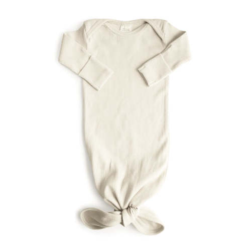 Mushie Organic Cotton Ribbed Knotted Baby Gown