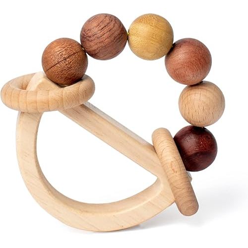 Baby Rattles 0-6 Months Wooden Toys for Babies 6-12 Months Montessori Wood Color Baby Rings for Newborn 0 3 6 12 Month Toddler Toys 1-3
