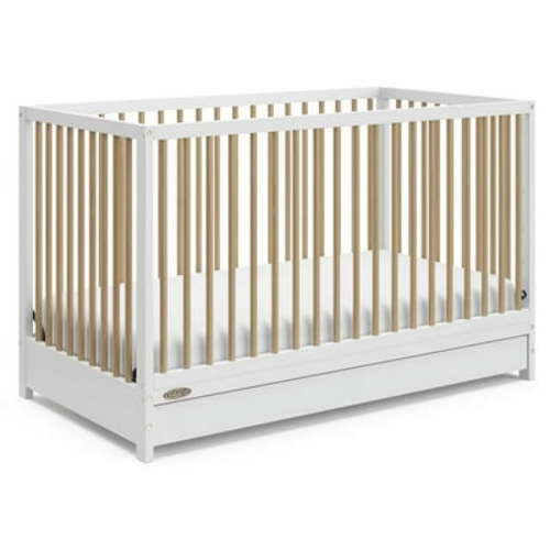Free Shipping! Graco Teddi 5-in-1 Convertible Baby Crib with Drawer, White/Driftwood