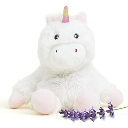warmies Junior Microwavable & Weighted Stuffed Animals, White Unicorn - Heated Stuffed Animal Plushie for Warmth & Comfort - Cute Soft Plush Toys for Adults & Children (Boys, Girls, Babies & Toddlers)