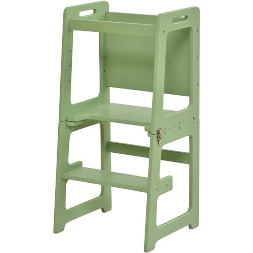 Avenlur Date 4-in-1 Foldable Kitchen Tower - Toddler Step Stool with Chalkboard, Desk Table and Chair - Waldorf and Montessori Kitchen Stool - Kitchen Stool Tower for Toddlers 18 Months to 6 Years