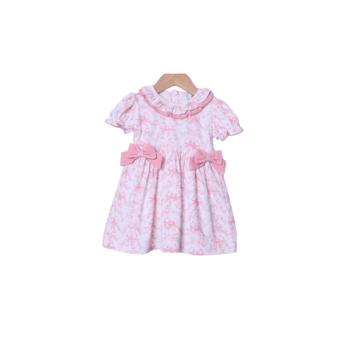 Pink Bow Toile Knit Dress