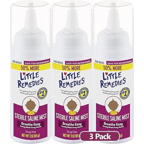 Little Remedies Sterile Saline Nasal Mist | Safe for Newborns | 2 FL OZ | 3 Pack