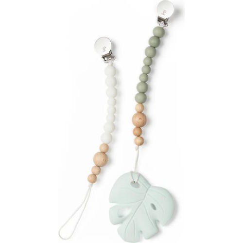 Silicone Teether & Pacifier Clips Set