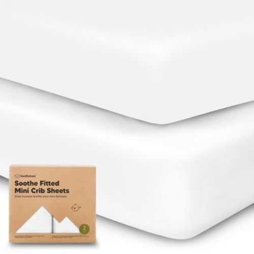 Keababies Mini Crib Sheets For Baby Girls, Boys, 2-pack Soothe Pack And Play Sheets Fitted, Organic Pack N Play Mattress Sheet (soft White)
