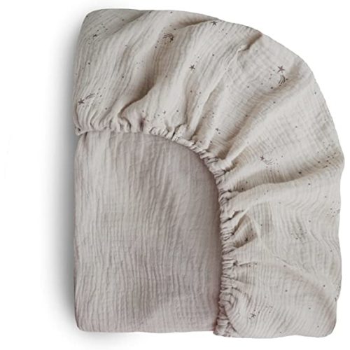 mushie Extra Soft Muslin Fitted Crib Sheet | 28"x 52" (Falling Stars)