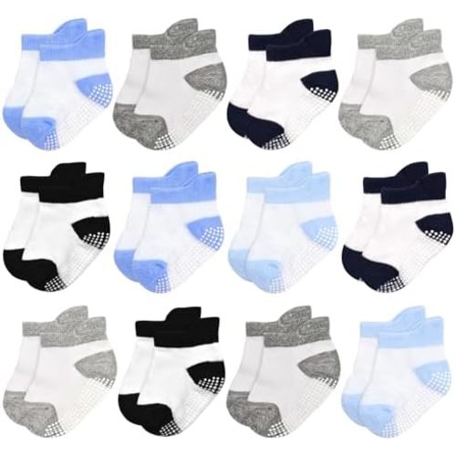 GRPSKCOS Baby Non Slip Socks 12 Pairs 0-12 Months