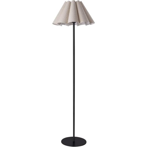 KUNJOULAM Modern Floor Lamp, Black Pole Floor Lamps, Simple Design Tall Lamp with Beige Lampshade, Standing Lamp for Living Room, Bedroom, Office, Home (Without Bulb)