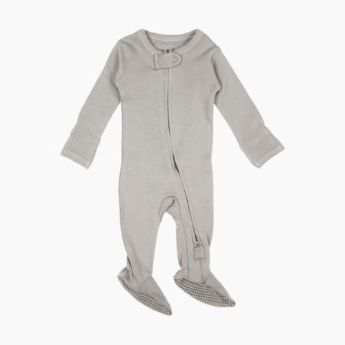 L'ovedbaby Organic 2-Way Zipper Footie - Light Gray, Preemie-Nb