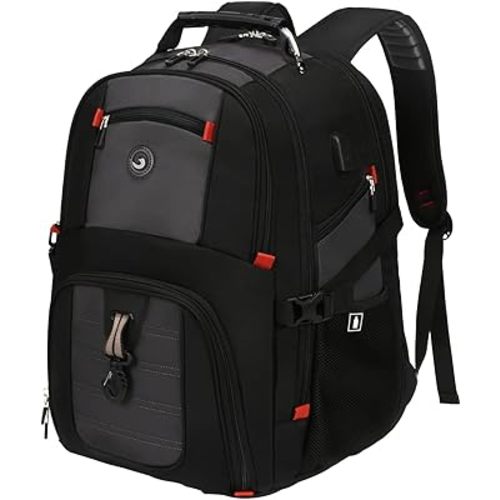 SHRRADOO Extra Large 50L Travel Laptop Backpack with USB Charging Port, College High School Backpack Airline Approved Business Work Bag Fits 17 Inch Computer for Men Women