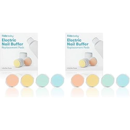 Frida Baby Electric Nail Buffer Replacement Pads | Safe + Easy Grooming, Trimming, and Nail Filing for Newborn, Toddler, or Children's Fingernails and toenails, 4 Buffer Pads (Pack of 2)