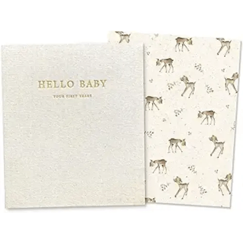 Peachly Unisex Baby Memory Book | Minimalist First Year Baby Book Keepsake for Milestones | Baby Scrapbook for Boy or Girl | Natural Linen - Forest