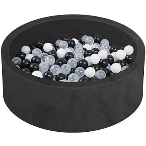MEOGETY Baby Foam Ball Pits for Toddlers Kids, Soft Round Ball Pit Pool Ideal Gift Soft Play for Children Infants (Balls NOT Included) Black