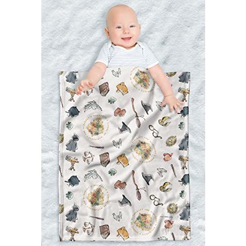 Harry Potter Lightweight Baby Blanket, 30"X40", Whimsical Icons Unisex for Infants Girls & Boys