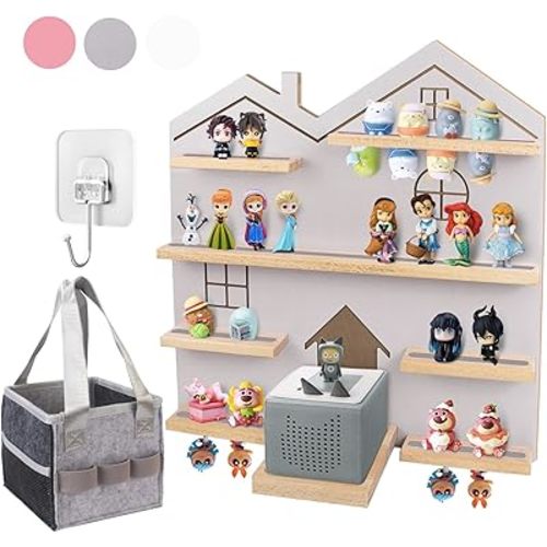 Large Tonie Shelf for Toniebox - Toniebox Storage for All Your Tonie Accessories, toniebox Characters and toniebox Figures, Display Collection, Display Dolls(Grey)