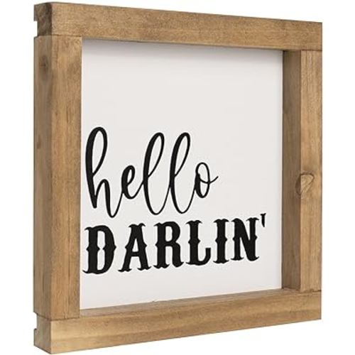 Western Wall Decor Southwestern Wall Art Shelf Desk Table Southwest Hello Darlin Wood Signs Bathroom Bedroom Nursery Room Rustic Farmhouse Themed Home Decoration