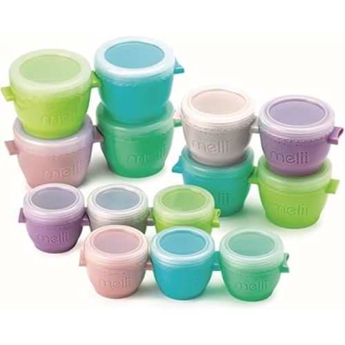 melii Snap & Go Baby Food Storage Containers with lids, Snack Containers, Freezer Safe, 14 Piece Set (4 x 6 oz, 4 x 4 oz, 6 x 2 oz), Original