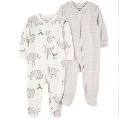 Multi Baby 2-Pack Striped Duck Print 2-Way Zip Cotton Sleeper Pyjamas | Carter’s Oshkosh Canada