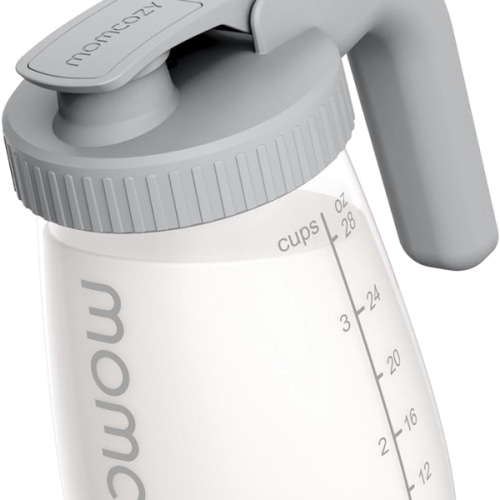 Momcozy Breast Milk Pitcher, Resistant to Heat and Cold Abrupt Temp Swings, No Leak Glass Breast Milk Fridge Storage Container with Wide Mouth, Fast Baby Formula Maker, Breastfeeding Essentials, Grey