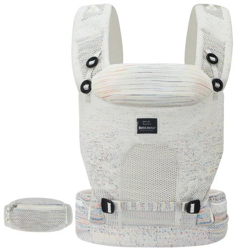 Bebamour Knit Baby Carrier Newborn to Toddler -Lightweight Baby Wrap Carrier 3-in-1 Baby Carrier Front and Back Carry (Cream,7-32 lbs)