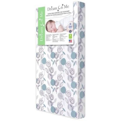 Dream On Me Floral Dreams Firm Fiber Standard Baby Crib Mattress In Teal, Greenguard Gold And Jpma Certified
