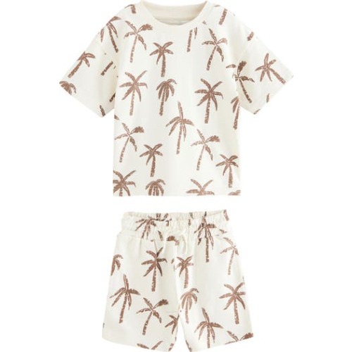 Kids' Palm Tree Print T-Shirt & Drawstring Shorts Set, 12-18M