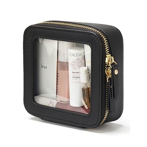Popvibe Clear Makeup Bag Travel Cosmetic Case Transparent Toiletry Bag with Zipper, Portable Make Up Organizer Traveling Compact Car Bag for Essentials