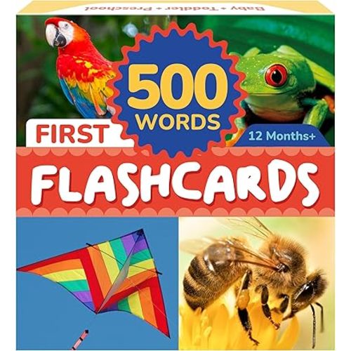 500 Words Flash Cards for Toddlers 1–3 with Rings – 1 Year Old Girl & Boy Gifts – Toddler Flash Cards – Learning & Educational Toys for 1+ Year Old – Montessori & Learning Toys for 2 Year Olds