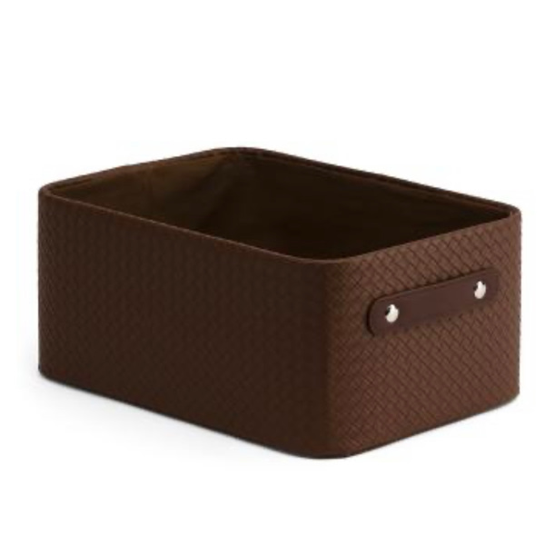 Faux Leather Medium Basket Weave Bin | Home | TJ Maxx